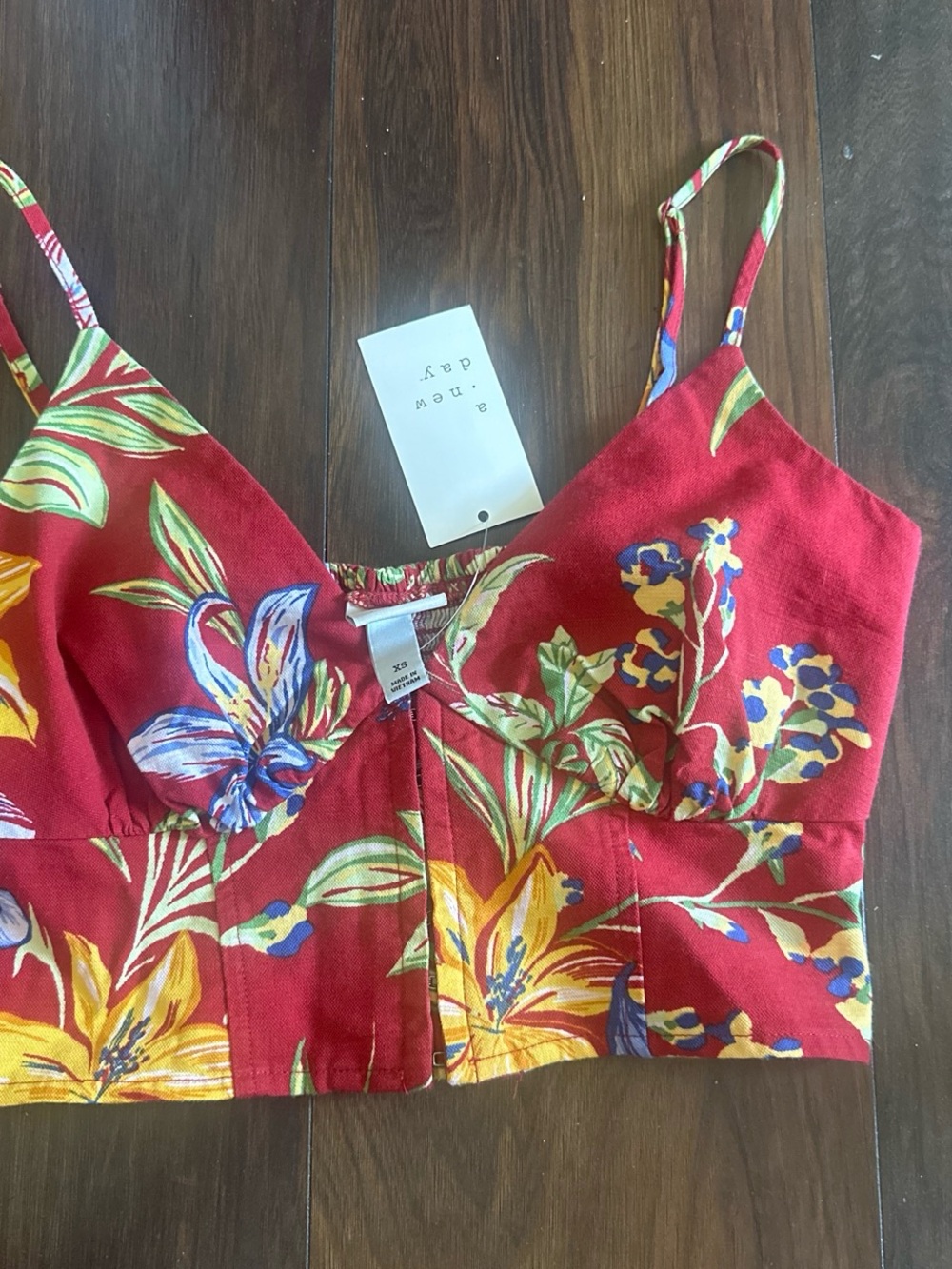 a new day Red Floral Cropped Cami with Adjustable Straps